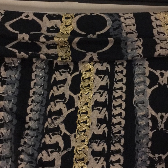 Gold chain print mini skirt (S) foldover waistband - Picture 3 of 5